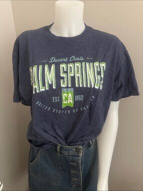 Palm Springs Graphic Tee - Navy with White & Lime Print